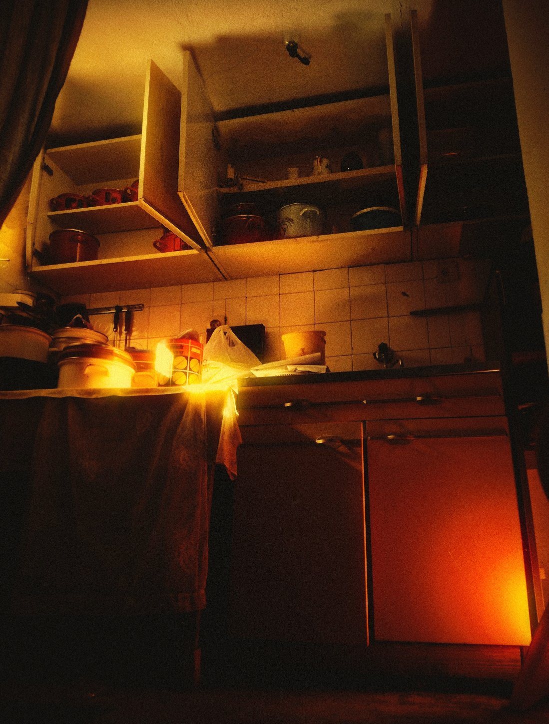 Old kitchen in warm evening light