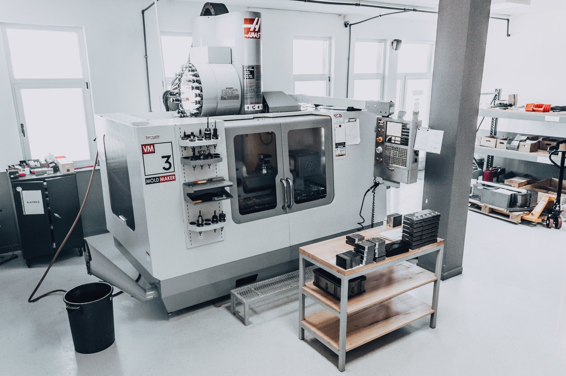 Haas CNC mill in a bright hall